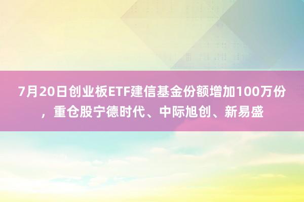 7月20日创业板ETF建信基金份额增加100万份，重仓股宁德时代、中际旭创、新易盛