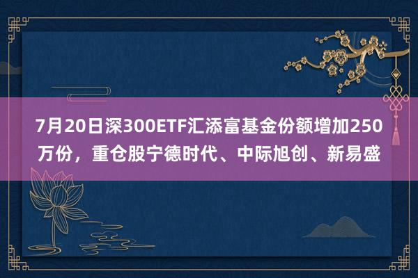 7月20日深300ETF汇添富基金份额增加250万份，重仓股宁德时代、中际旭创、新易盛