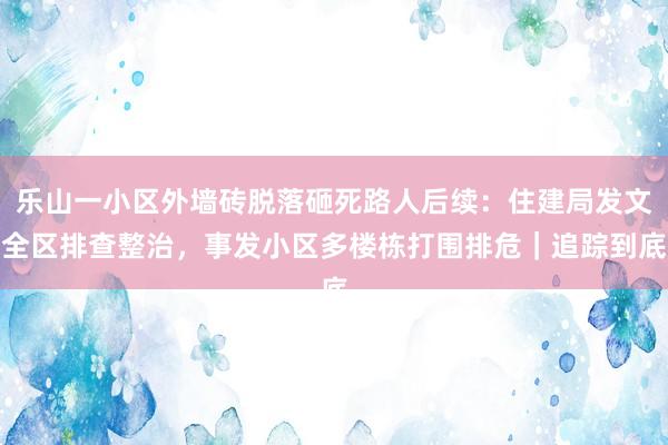 乐山一小区外墙砖脱落砸死路人后续：住建局发文全区排查整治，事发小区多楼栋打围排危｜追踪到底
