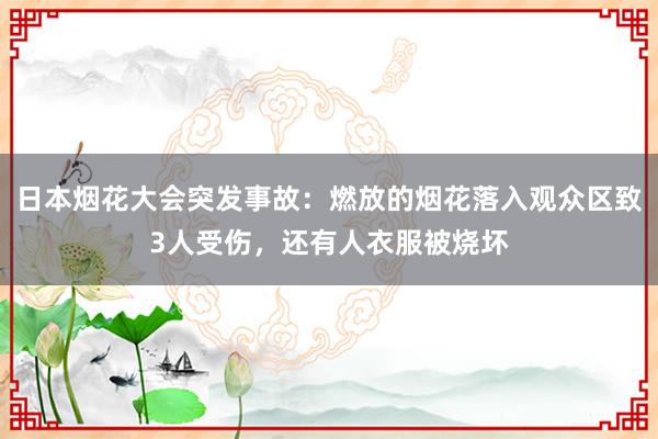 日本烟花大会突发事故：燃放的烟花落入观众区致3人受伤，还有人衣服被烧坏