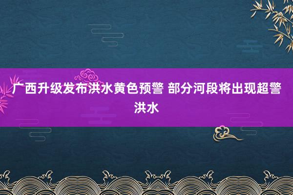 广西升级发布洪水黄色预警 部分河段将出现超警洪水