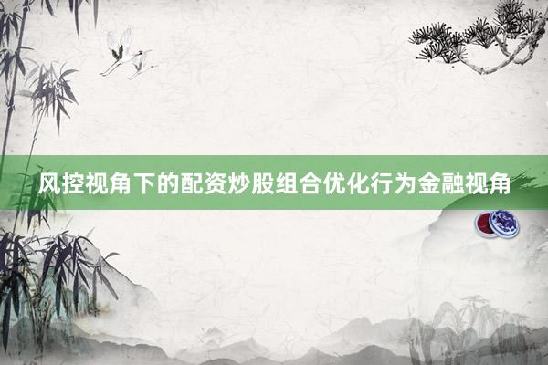 风控视角下的配资炒股组合优化行为金融视角