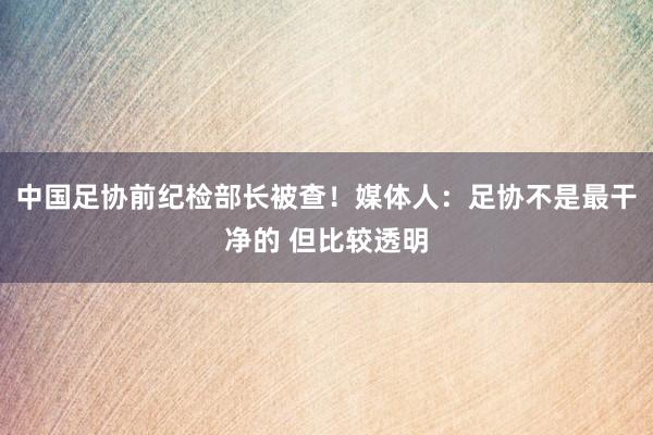 中国足协前纪检部长被查！媒体人：足协不是最干净的 但比较透明