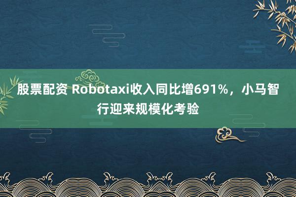 股票配资 Robotaxi收入同比增691%,小马智行迎来规模化考验