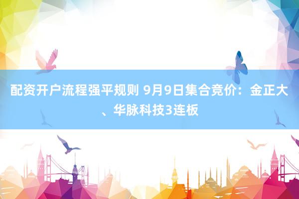 配资开户流程强平规则 9月9日集合竞价:金正大、华脉科技3连板