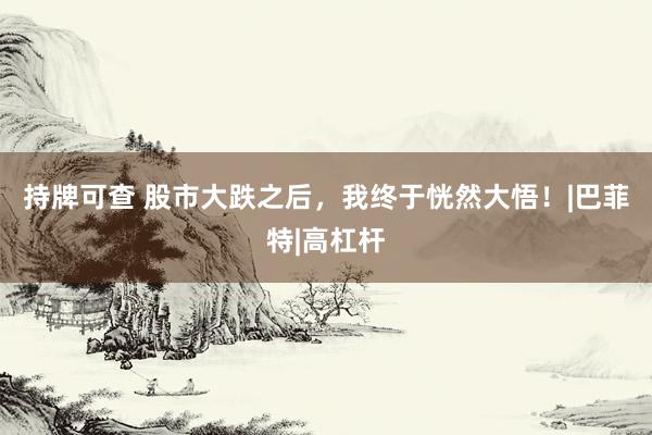 持牌可查 股市大跌之后，我终于恍然大悟！|巴菲特|高杠杆
