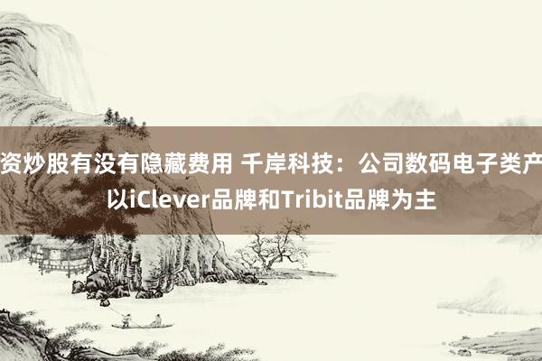 配资炒股有没有隐藏费用 千岸科技：公司数码电子类产品以iClever品牌和Tribit品牌为主